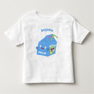 Cute happy milk carton character cartoon toddler T-Shirt