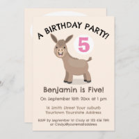 Cute happy mini donkey cartoon birthday