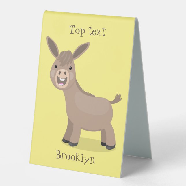 Cute happy miniature donkey cartoon illustration (Front)