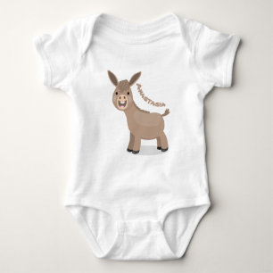 Cute happy miniature donkey cartoon illustration baby bodysuit