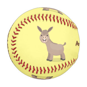 Cute happy miniature donkey cartoon illustration baseball