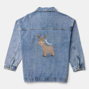 Cute happy miniature donkey cartoon illustration denim jacket