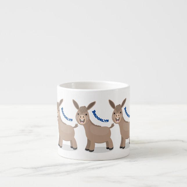 Cute happy miniature donkey cartoon illustration espresso cup (Front)