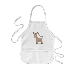 Cute happy miniature donkey cartoon illustration kids apron