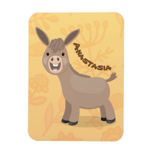 Cute happy miniature donkey cartoon illustration magnet