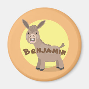 Cute happy miniature donkey cartoon illustration magnet