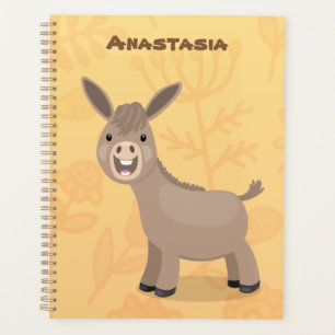 Cute happy miniature donkey cartoon illustration planner