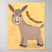 Cute happy miniature donkey cartoon illustration
