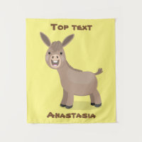 Cute happy miniature donkey cartoon illustration 