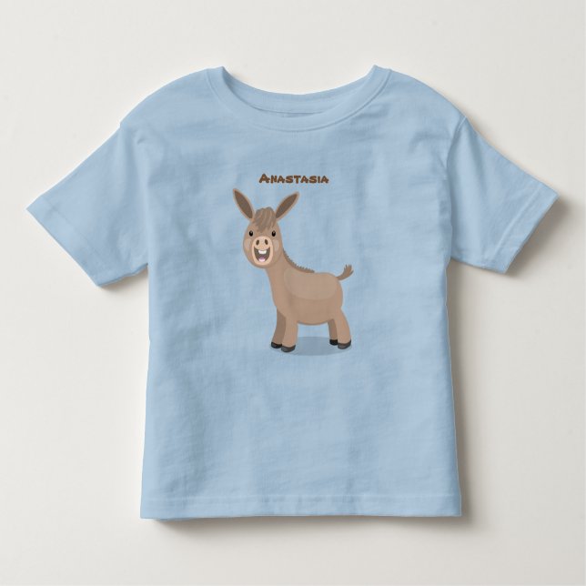 Cute happy miniature donkey cartoon illustration toddler T-Shirt (Front)