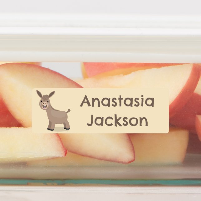 Cute happy miniature donkey cartoon personalised (Affixed)