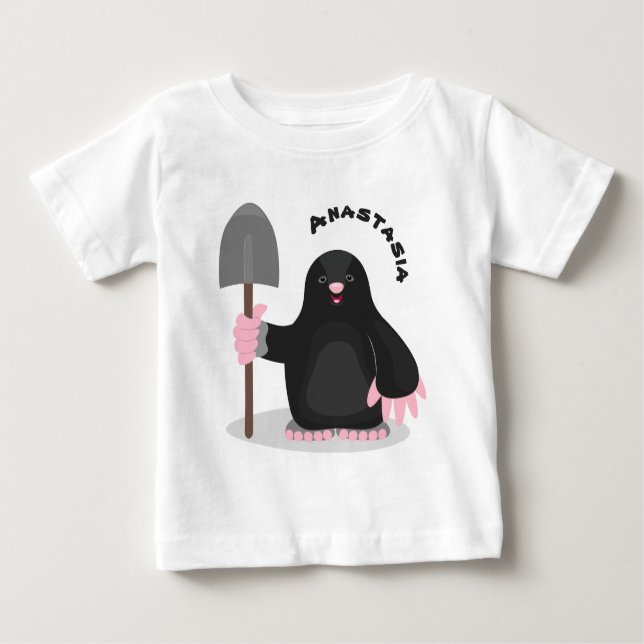 Cute happy mole cartoon illustration baby T-Shirt (Front)