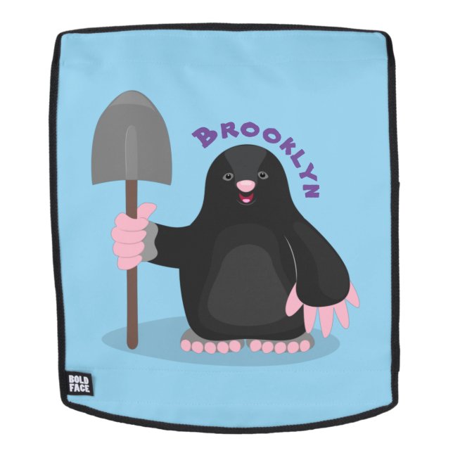 Cute happy mole cartoon illustration backpack (Removable Face)