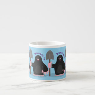 Cute happy mole cartoon illustration espresso cup