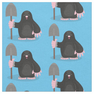 Cute happy mole cartoon illustration fabric