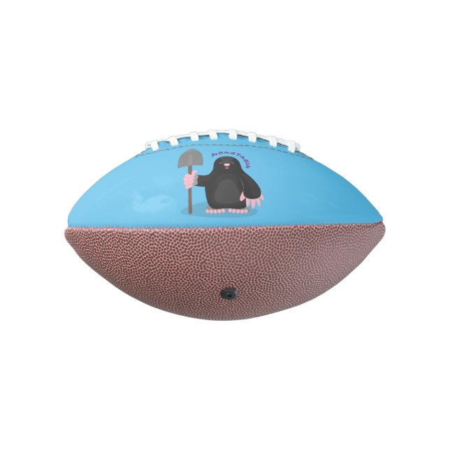 Cute happy mole cartoon illustration football (Rotated 270)