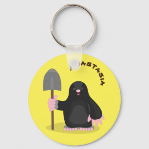 Cute happy mole cartoon illustration key ring