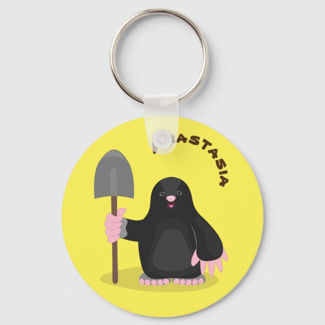Cute happy mole cartoon illustration key ring (Front)