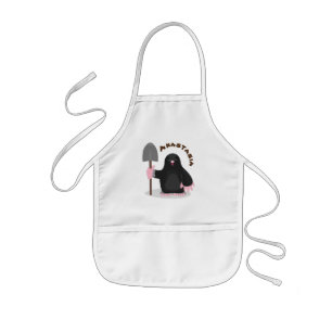 Cute happy mole cartoon illustration kids apron