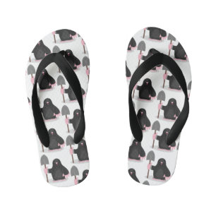 Cute happy mole cartoon illustration kid's thongs