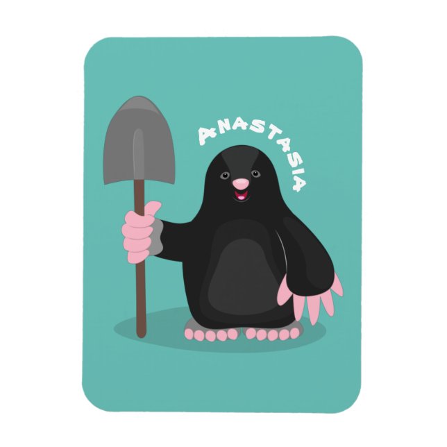 Cute happy mole cartoon illustration magnet (Vertical)