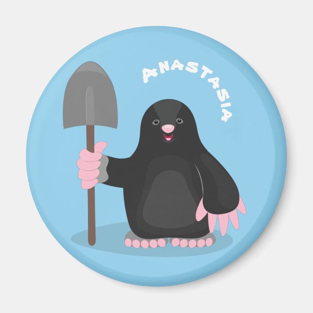 Cute happy mole cartoon illustration magnet (Front)