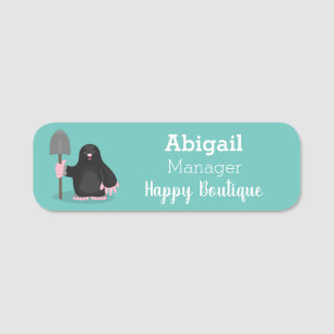 Cute happy mole cartoon illustration name tag