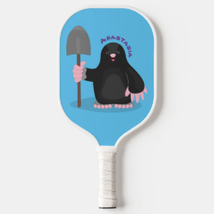 Cute happy mole cartoon illustration  pickleball paddle