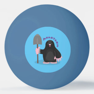 Cute happy mole cartoon illustration ping pong ball