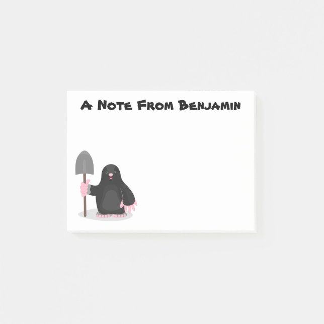 Cute happy mole cartoon illustration post-it notes (Front)