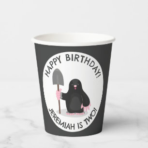 Cute happy mole personalised cartoon birthday paper cups