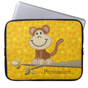 Cute Happy Monkey Personalised Laptop Sleeve