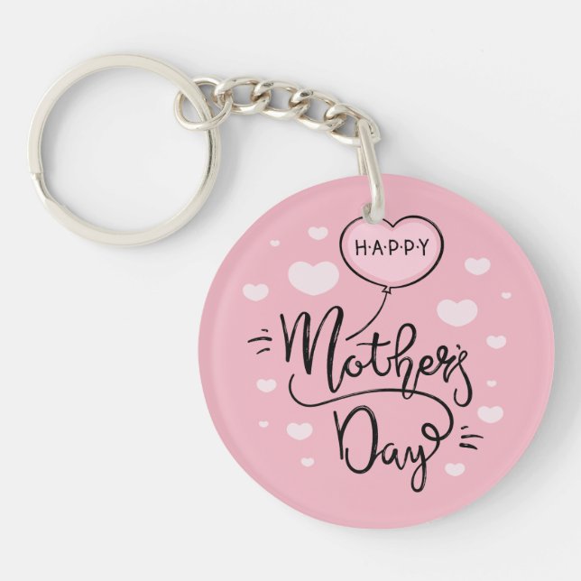 Cute Happy Mother's Day Calligraphy | Keychain (Front)