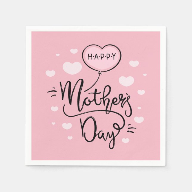 Cute Happy Mother's Day Calligraphy | Napkin (Front)
