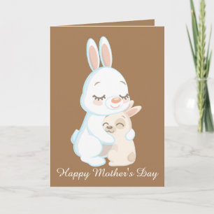 Cute Happy Mother's Day Holiday rabbits Card