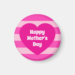 Cute Happy Mother's Day Hot Pink Heart Simple Magnet