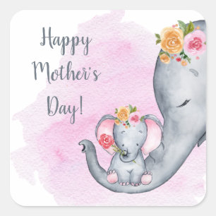 Cute Happy Mother's Day Square Sticker