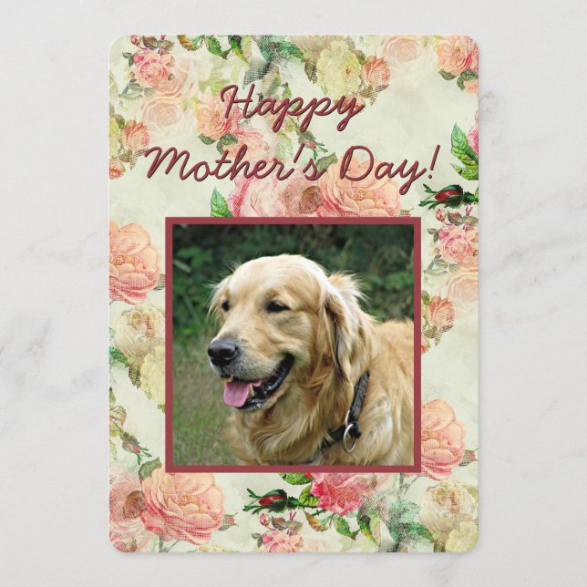  Cute Happy Mothers or Fathers Day with Dog Photo Holiday Card (Front)