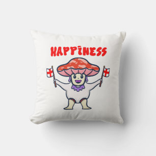Cute Happy Mushroom Doll Illustration Joyful Momen Cushion