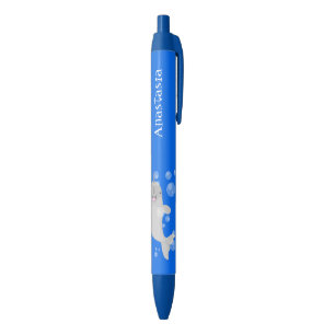 Cute happy narwhal bubbles cartoon illustration black ink pen