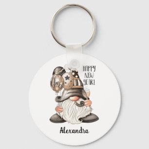 Cute Happy New Year Gnome Key Ring