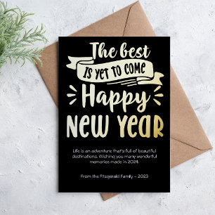 Cute Happy New Year Photo Foil Holiday Card