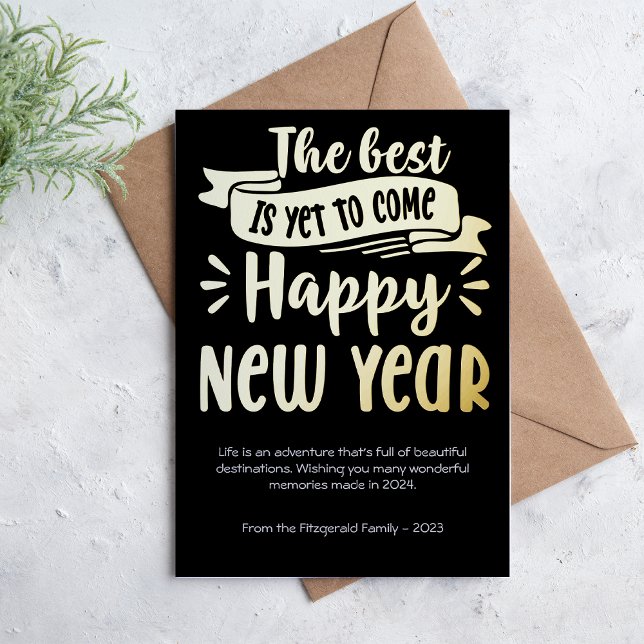 Cute Happy New Year Photo Foil Holiday Card (Creator Uploaded)