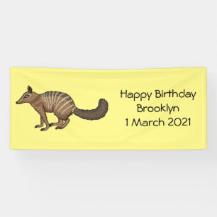 Cute happy numbat cartoon illustration banner