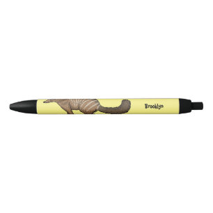 Cute happy numbat cartoon illustration black ink pen