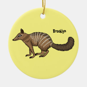 Cute happy numbat cartoon illustration ceramic ornament