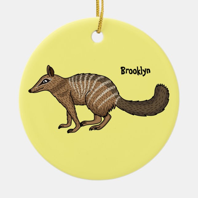 Cute happy numbat cartoon illustration ceramic ornament (Front)