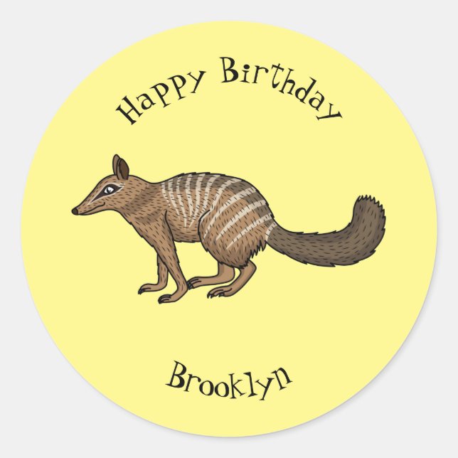Cute happy numbat cartoon illustration classic round sticker (Front)