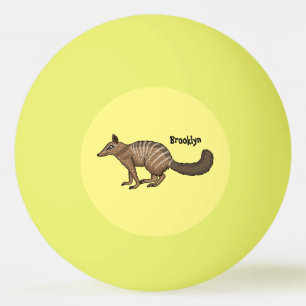 Cute happy numbat cartoon illustration  ping pong ball