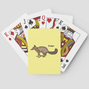 Cute happy numbat cartoon illustration playing cards